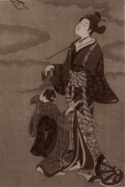 Grabado japonés de geisha