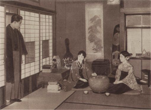 Interior de una casa japonesa de 1019