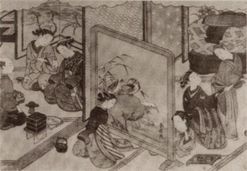 Grabado antiguo japones de Harunobu
